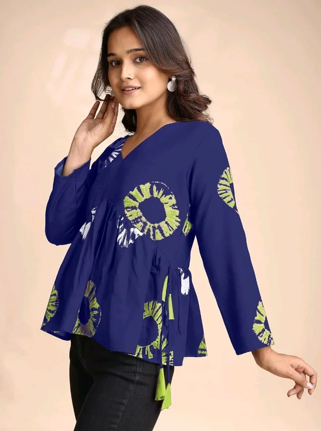 Youthnic Women's Poly Rayon Printed Alia Cut Peplum Top | Top for Office | Women's Tunics | Short Kurti Women| Regular Fit - L