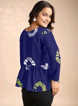 Youthnic Women's Poly Rayon Printed Alia Cut Peplum Top | Top for Office | Women's Tunics | Short Kurti Women| Regular Fit - L