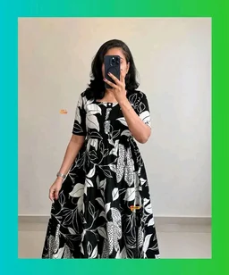 Women's Rayon A-Line Midi Dress, Floral Print, Short Sleeves, Tiered Design, Round Neck, for Summer Wear
- 2XL