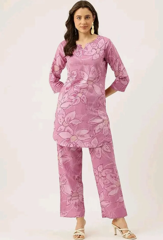 feranoid Floral Printed Cotton Co-Ord Set – Breezy Prints, Chic Fit - 2XL