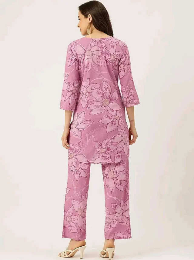 feranoid Floral Printed Cotton Co-Ord Set – Breezy Prints, Chic Fit - 2XL