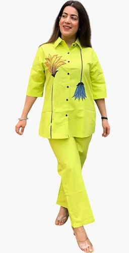 ROOTRA ENTERPRISESWomen's Cotton Floral Printed Straight Short Shirt Kurti with Pant
- 2XL