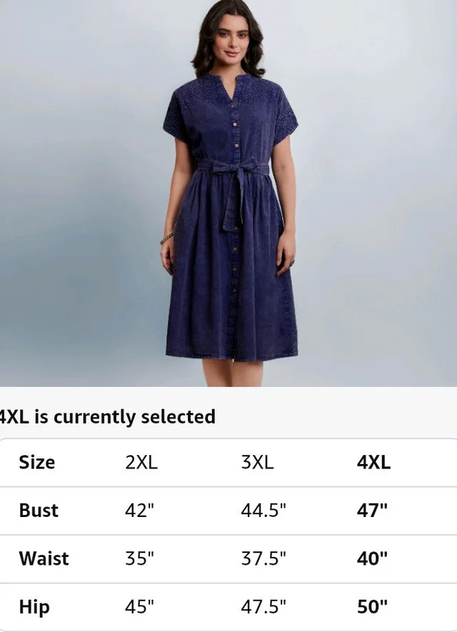 Amazon Brand - Myx Women's Embroidered Shirt Dress | Cotton Blend | Below The Knee (Available in Plus Sizes) - 2XL