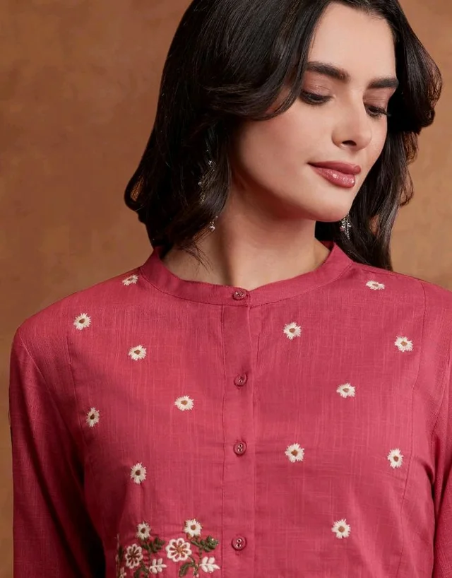 Amazon Brand - Myx Women's Cotton Embroidered Dress | Below The Knee (Available in Plus Sizes)
- L