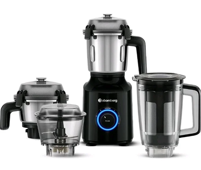 Atomberg Zenova Fresh Juicer Mixer Grinder For Kitchen | Intelligent BLDC Motor | Grind Like 1000 Watt | Coarse Mode for Silbatta Texture | 4 Jar With Chopper | Coconut Milk Maker | Hands-Free | Black