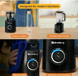 Atomberg Zenova Fresh Juicer Mixer Grinder For Kitchen | Intelligent BLDC Motor | Grind Like 1000 Watt | Coarse Mode for Silbatta Texture | 4 Jar With Chopper | Coconut Milk Maker | Hands-Free | Black