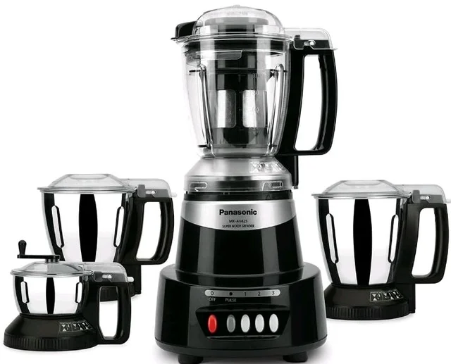 Panasonic Heavy Duty Mixer Grinder For Kitchen MX-AV425 (Charcoal Black) Elements Series Powerful 1500W(MMLW) 4 Jar(Three-304 Stainless Steel & 1Juicer Extractor Jar)|5 Years Motor Warranty