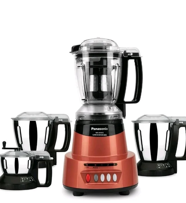 Panasonic Heavy Duty Mixer Grinder For Kitchen MX-AV425 (Rustic Red) Elements Series Powerful 1500W (MMLW) 4 Jar (Three-304 Stainless Steel & 1Juicer Extractor Jar) |5 Years Motor Warranty