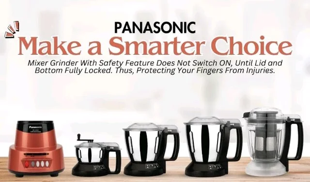 Panasonic Heavy Duty Mixer Grinder For Kitchen MX-AV425 (Rustic Red) Elements Series Powerful 1500W (MMLW) 4 Jar (Three-304 Stainless Steel & 1Juicer Extractor Jar) |5 Years Motor Warranty