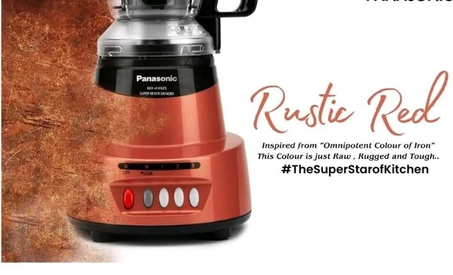 Panasonic Heavy Duty Mixer Grinder For Kitchen MX-AV425 (Rustic Red) Elements Series Powerful 1500W (MMLW) 4 Jar (Three-304 Stainless Steel & 1Juicer Extractor Jar) |5 Years Motor Warranty