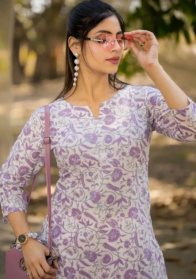 Pinkmint Cotton Co Ord Set for Women l 3/4 Sleeve Printed Comfortable & Stylish Trendy Top & Bottom
- M