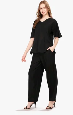 WEET Rayon Half sleeves Embroidered Co ord set For Women - M