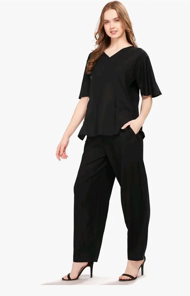 WEET Rayon Half sleeves Embroidered Co ord set For Women - M