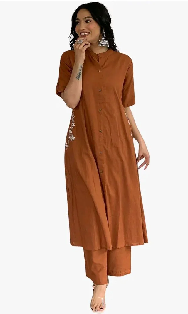 Brand: PRIYA CRAFTS
Women's Cotton Printed A-Line Kurti with Pant (Orange-XL)
- 2XL