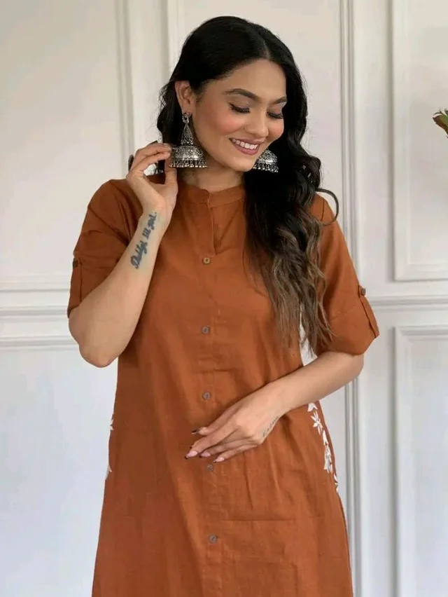 Brand: PRIYA CRAFTS
Women's Cotton Printed A-Line Kurti with Pant (Orange-XL)
- 2XL