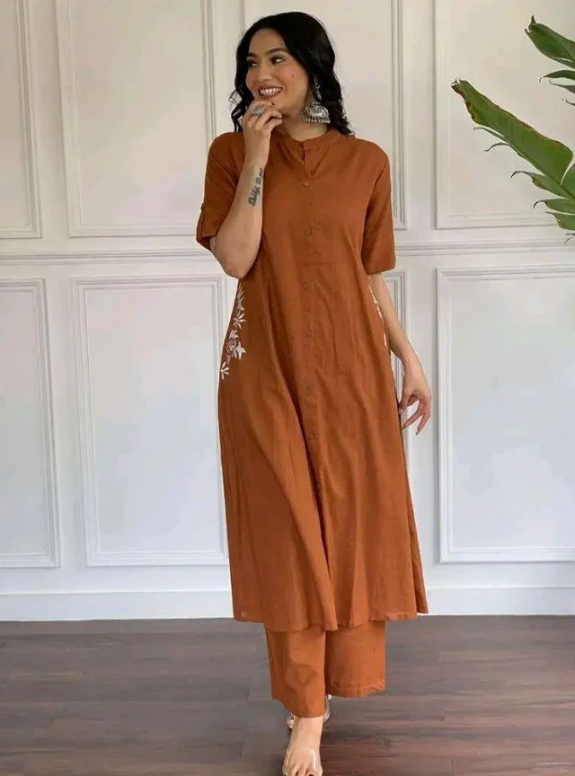 Brand: PRIYA CRAFTS
Women's Cotton Printed A-Line Kurti with Pant (Orange-XL)
- 2XL