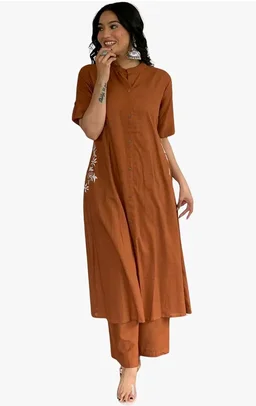 Brand: PRIYA CRAFTS
Women's Cotton Printed A-Line Kurti with Pant (Orange-XL)
- 2XL
