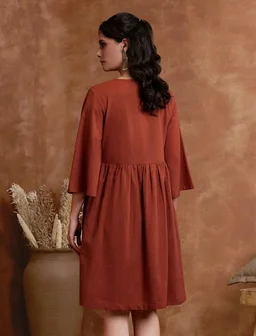 Amazon Brand - Myx Women's Cotton Embroidered Dress | A-Line | Knee-Length | Casual Summer Outfit (Available in Plus Sizes)
- L