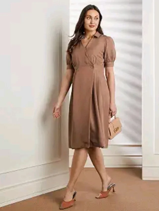 Symbol Premium Women's Fit & Flare Wrap Dress (Midi Length | Stylish | Desk-to-Dinner) (Available in Plus Sizes)
- M