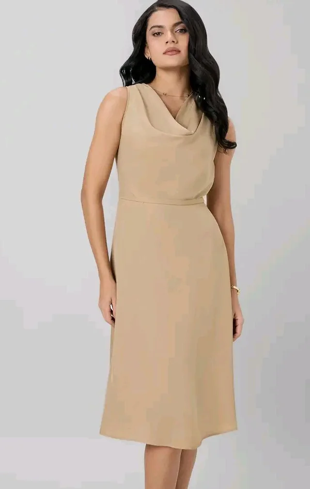 Symbol Premium Women's Cowl Neck Sleeveless Dress | Knee-Length | A-Line | Concealed Side Zipper (Available in Plus Sizes)
- 2XL