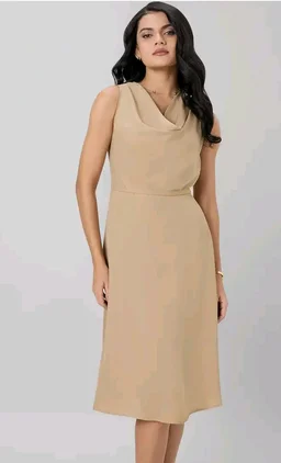 Symbol Premium Women's Cowl Neck Sleeveless Dress | Knee-Length | A-Line | Concealed Side Zipper (Available in Plus Sizes)
- 2XL