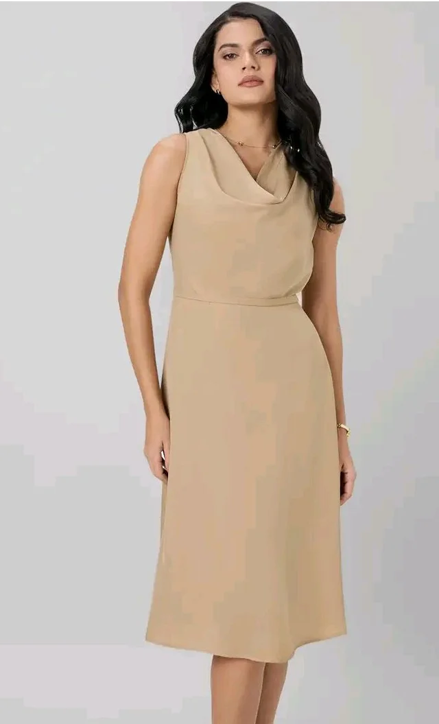 Symbol Premium Women's Cowl Neck Sleeveless Dress | Knee-Length | A-Line | Concealed Side Zipper (Available in Plus Sizes)
- 2XL