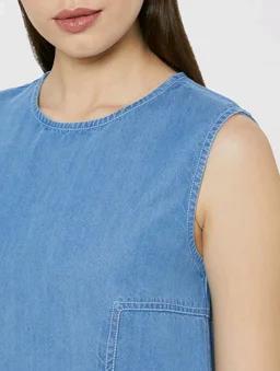 Amazon Brand - Symbol Women's Cotton Tencel Denim A-Line Dress | Sleeveless, Round Neck, Midi Length, Back Zip (Available in Plus Sizes)
- 2XL