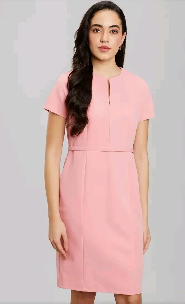 Symbol Premium Women's Sheath Dress (Knee Length | Desk-to-Dinner) (Available in Plus Sizes)
- L