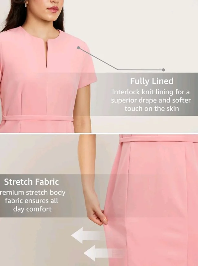 Symbol Premium Women's Sheath Dress (Knee Length | Desk-to-Dinner) (Available in Plus Sizes)
- L