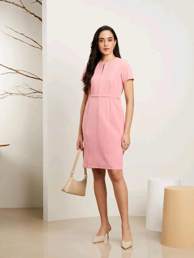 Symbol Premium Women's Sheath Dress (Knee Length | Desk-to-Dinner) (Available in Plus Sizes)
- L