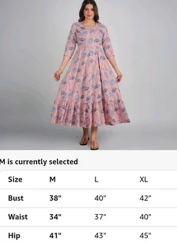 Aramya Soft Cotton Pink Anarkali Floral Print Office or Casual Wear Kurta for Women
- L