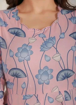 Aramya Soft Cotton Pink Anarkali Floral Print Office or Casual Wear Kurta for Women
- L