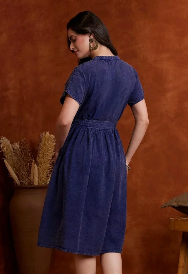 Amazon Brand - Myx Women's Embroidered Shirt Dress | Cotton Blend | Below The Knee (Available in Plus Sizes) - 2XL