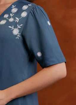 Amazon Brand - Myx Women's Embroidered Shirt Dress | Below The Knee (Available in Plus Sizes) - M