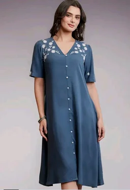 Amazon Brand - Myx Women's Embroidered Shirt Dress | Below The Knee (Available in Plus Sizes) - M