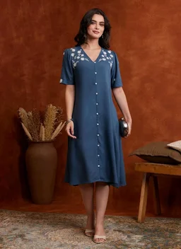 Amazon Brand - Myx Women's Embroidered Shirt Dress | Below The Knee (Available in Plus Sizes)
- 2XL