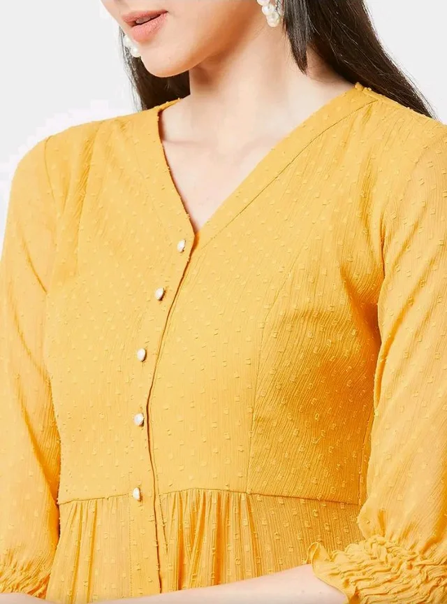 Miss Chase Women's V Neck 3/4 Sleeves Empire Maxi Top - M