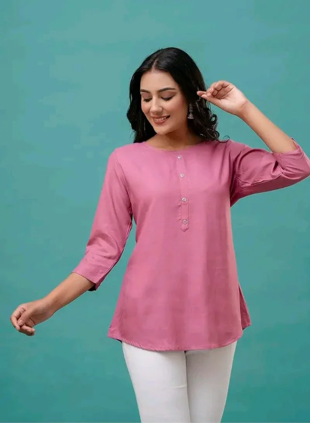 feranoid Solid Hip Length 3/4 Sleeves Tunic - 2XL
