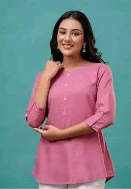 feranoid Solid Hip Length 3/4 Sleeves Tunic - 2XL