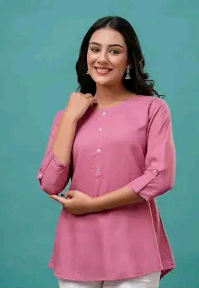 feranoid Solid Hip Length 3/4 Sleeves Tunic - 2XL