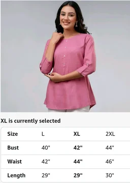 feranoid Solid Hip Length 3/4 Sleeves Tunic - 2XL