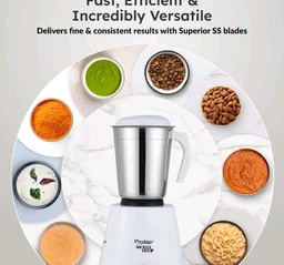 Prestige 500W Nexus Mixer Grinder with 3 Stainless Steel jars|1200ml Wet Jar,800ml dry jar, 400ml chutney jar|3 Super-efficient Blades|3 motor setting|Sturdy Handles |2 Yrs Warranty|White & Rose Gold