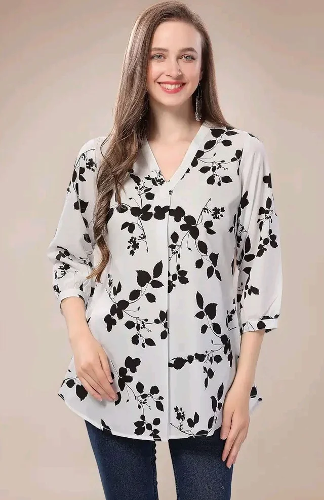 Meher Impex Women's Crepe Digital Floral Printed Top - L
