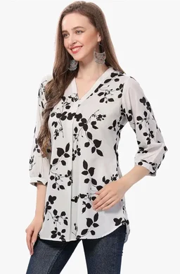 Meher Impex Women's Crepe Digital Floral Printed Top - L