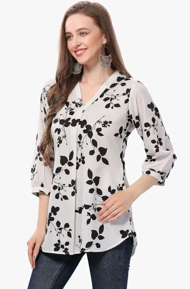 Meher Impex Women's Crepe Digital Floral Printed Top - L