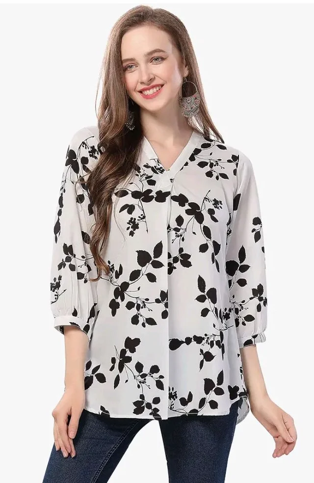 Meher Impex Women's Crepe Digital Floral Printed Top - L