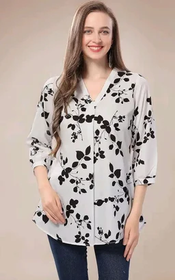 Meher Impex Women's Crepe Digital Floral Printed Top - L