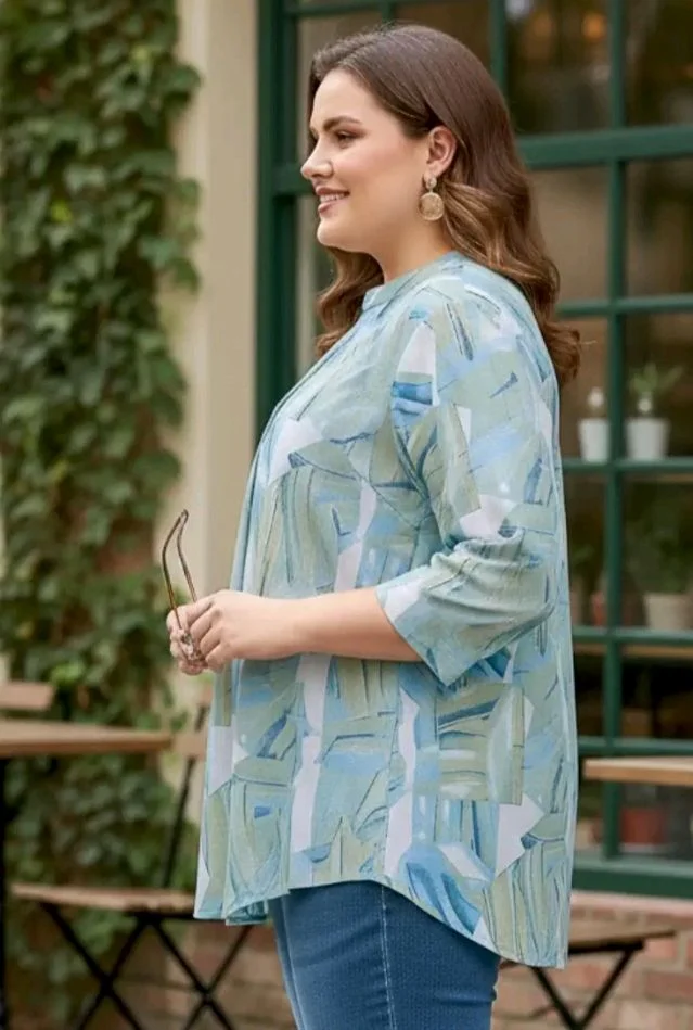 Indietoga Women Plus Size Abstract Print Rayon Tunic Top (XL to 7XL) - M