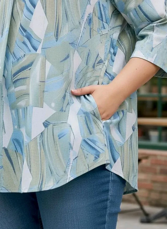 Indietoga Women Plus Size Abstract Print Rayon Tunic Top (XL to 7XL) - M