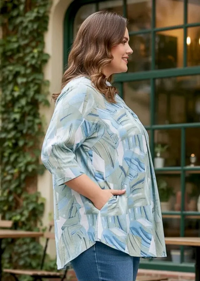Indietoga Women Plus Size Abstract Print Rayon Tunic Top (XL to 7XL) - M